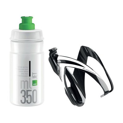 Комплект ELITE CEO: флягодержатель черный/белый + фляга JET белый/зелёный 350мл 0206103 фото